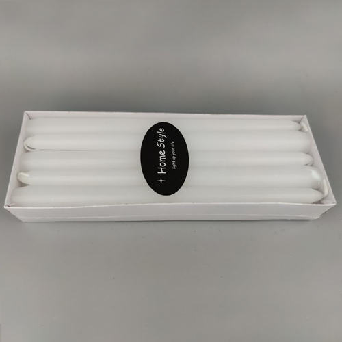 white tapered dinner candles